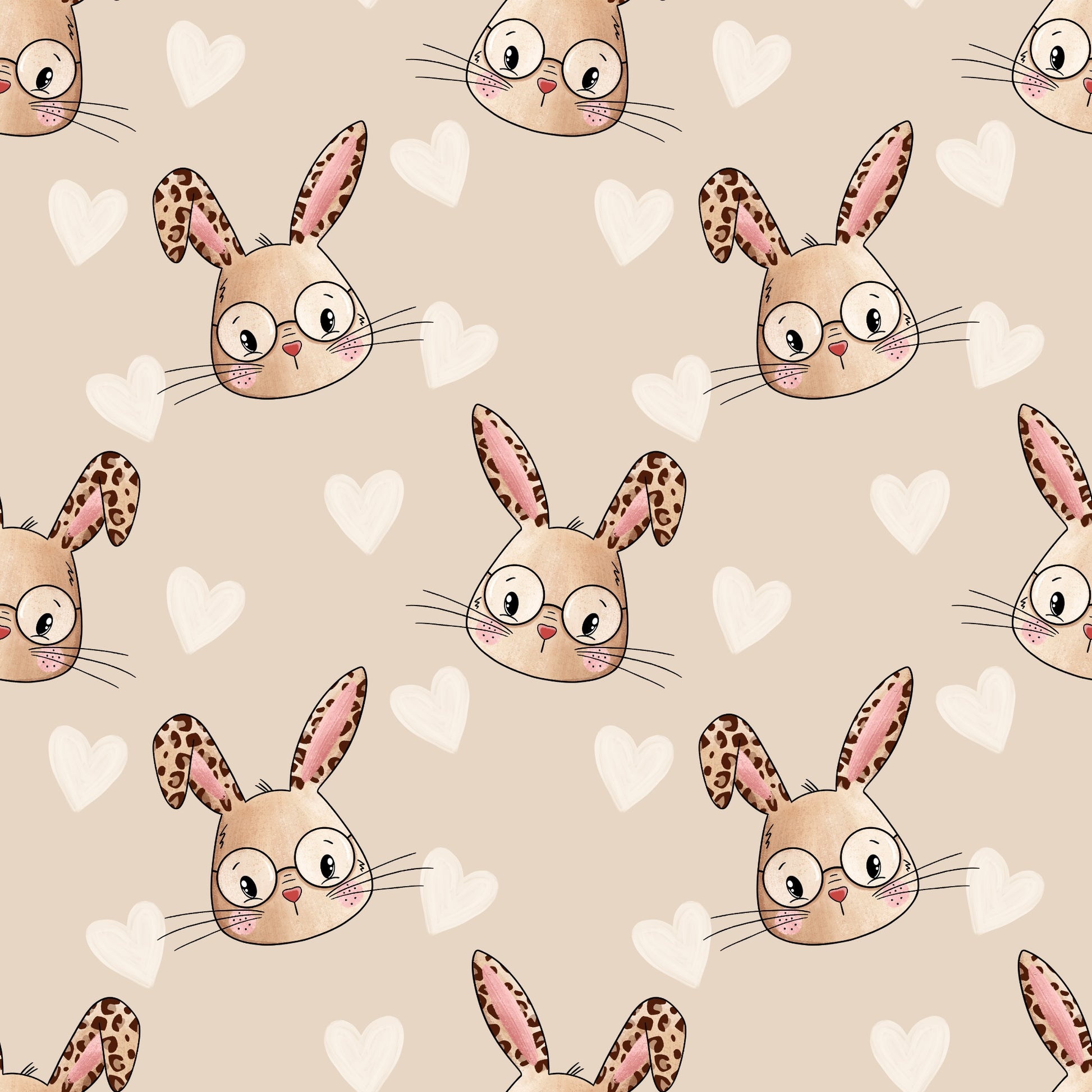 Leo Bunny Beige – Hasen im Leo-Look mit Herzen