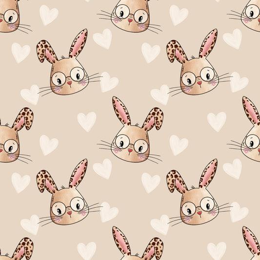 Leo Bunny Beige – Hasen im Leo-Look mit Herzen