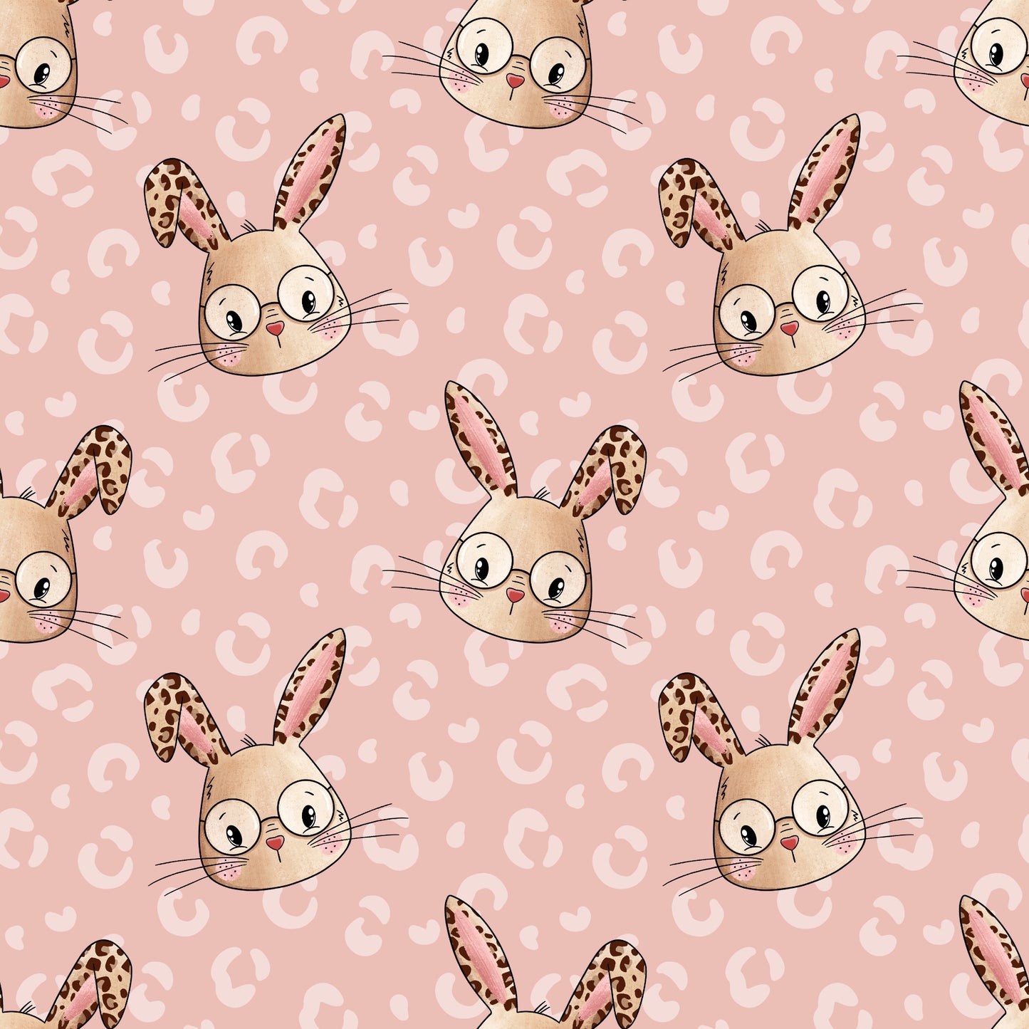 Leo Bunny Muster mit Hasenköpfen und Leoparden-Look