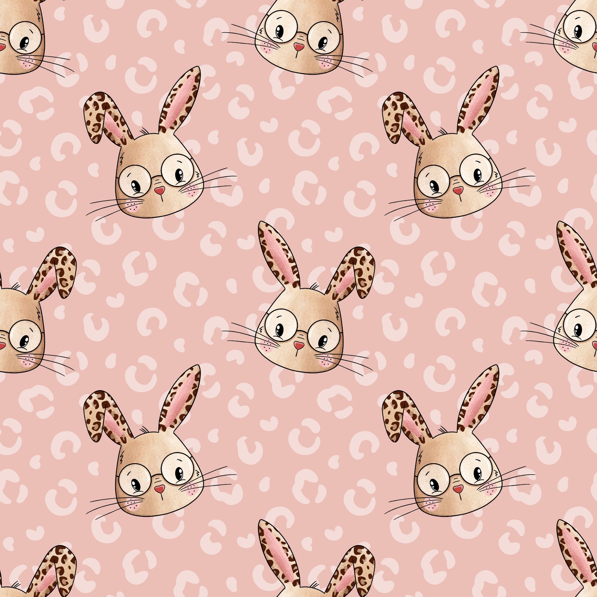 Leo Bunny Muster mit Hasenköpfen und Leoparden-Look