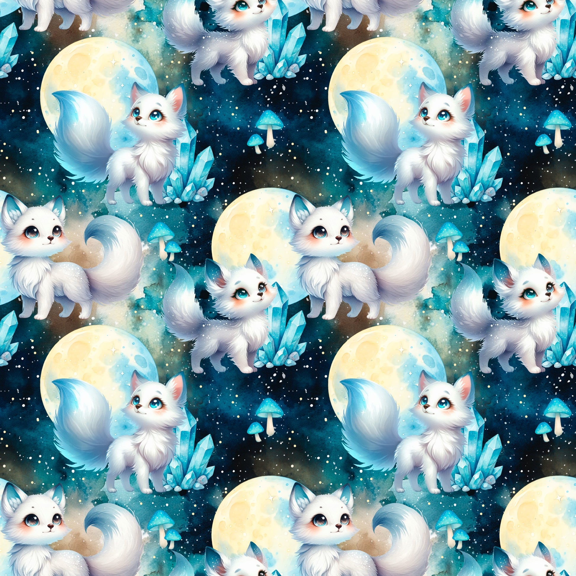 Mondfuchs – magisches Muster mit Füchsen und nächtlicher Atmosphäre