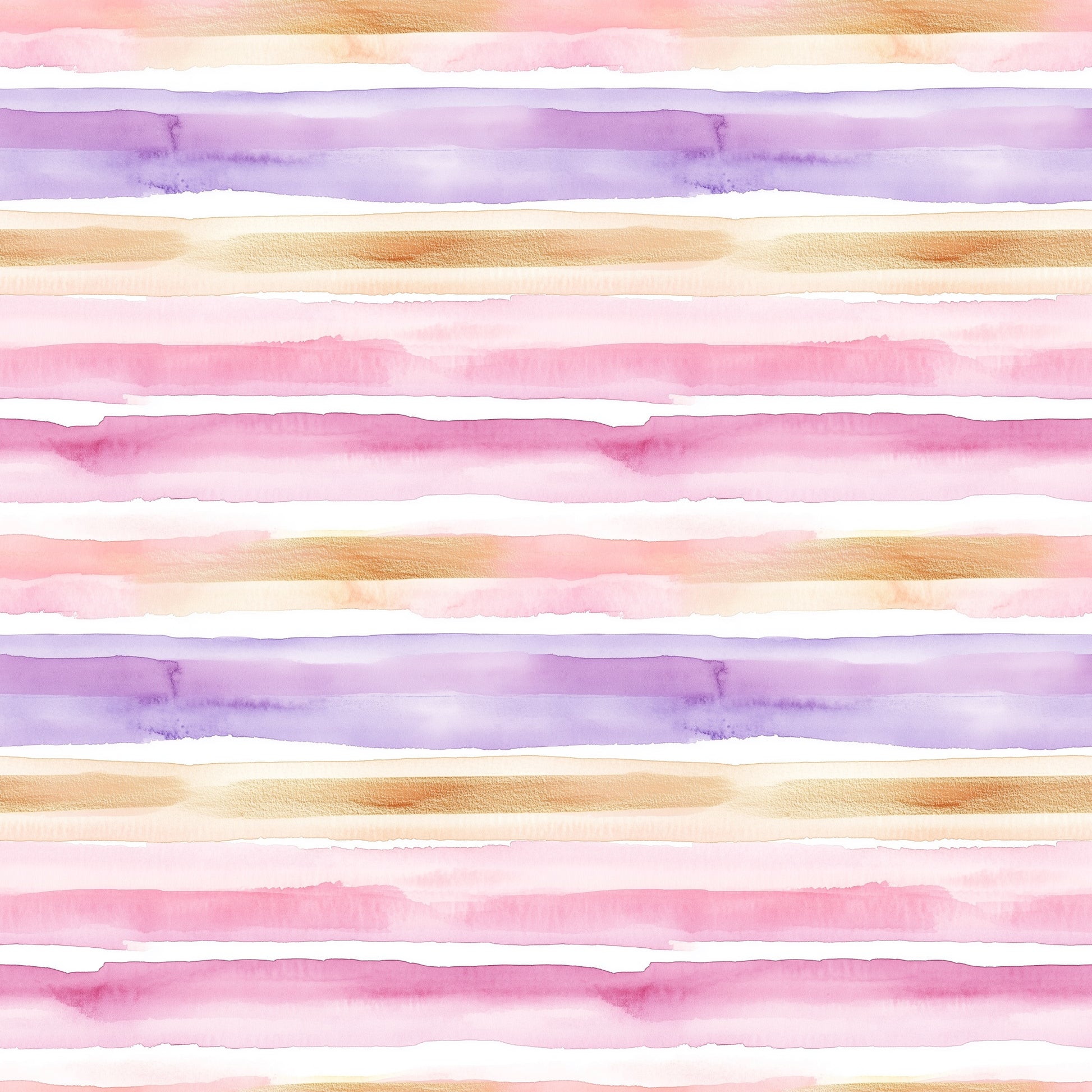 Nahtloses Aquarell Streifen Design in Rosé, Flieder und warmen Goldtönen als Kombistoff zu Unicorn Day