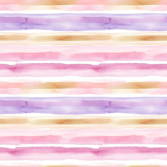 Nahtloses Aquarell Streifen Design in Rosé, Flieder und warmen Goldtönen als Kombistoff zu Unicorn Day