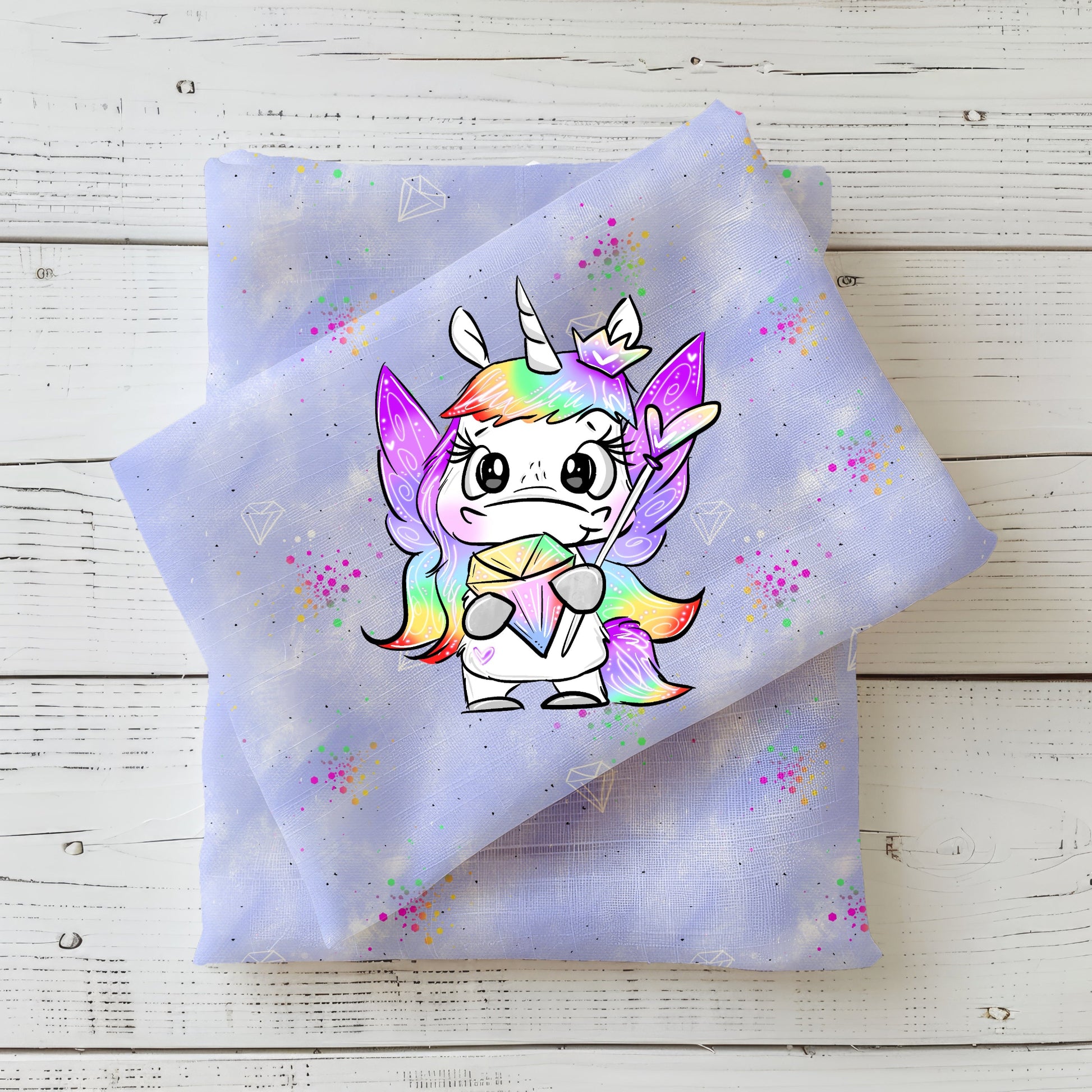 Einhorn-Stoffpanel mit Kombistoff für selbstgenähte Baby- & Kinderkleidung.