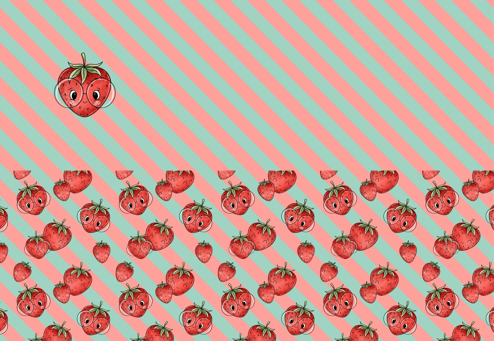 Kinderstoff Panel Erdbeerlein von Katzengold-Designs