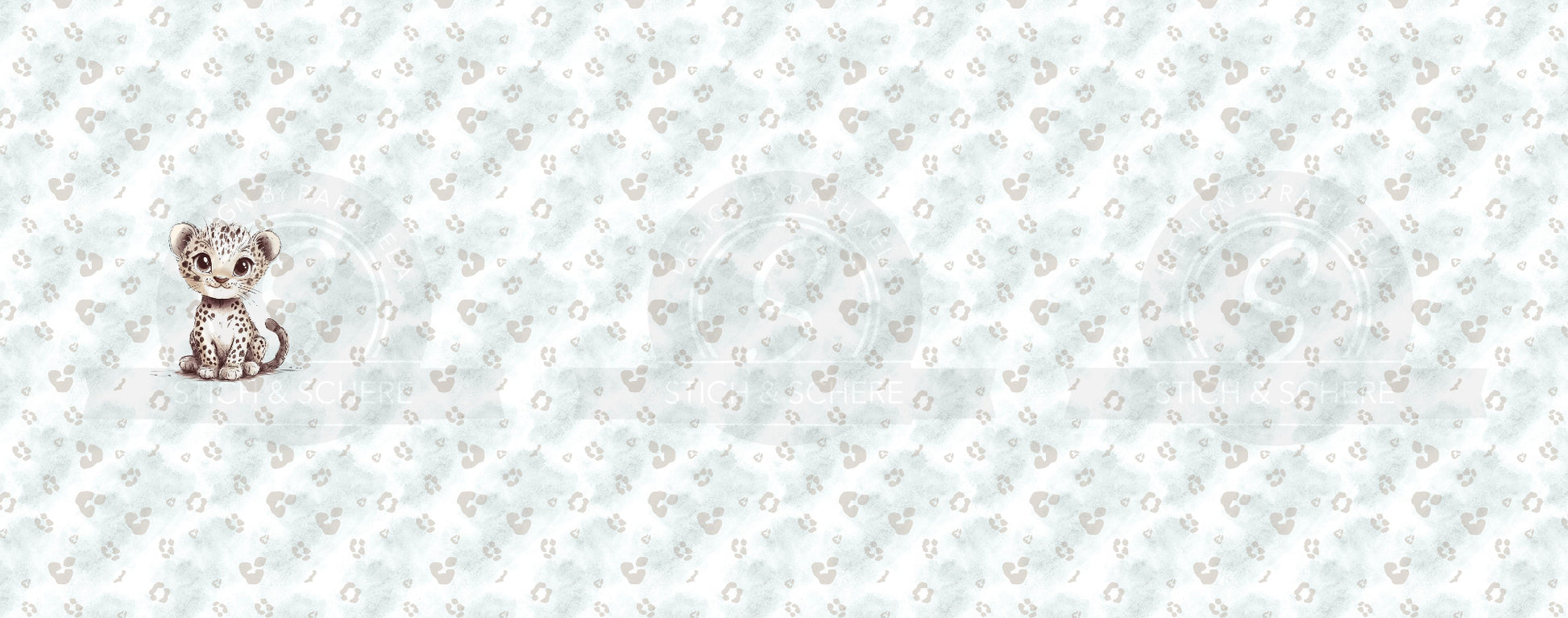 Nahaufnahme des Stoffpanels „Kleiner Leopard“ mit realistischen Leopardenfarben.