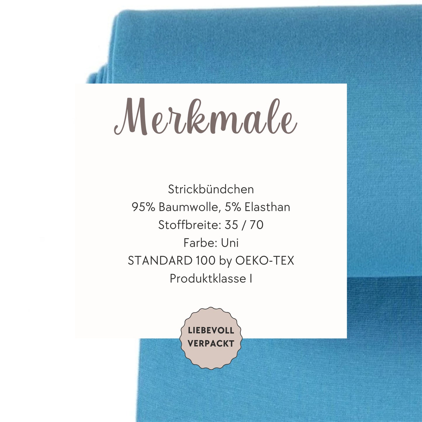 Elastisches Strickbündchen in Azurblau – ideal für bequeme, langlebige Kleidung.