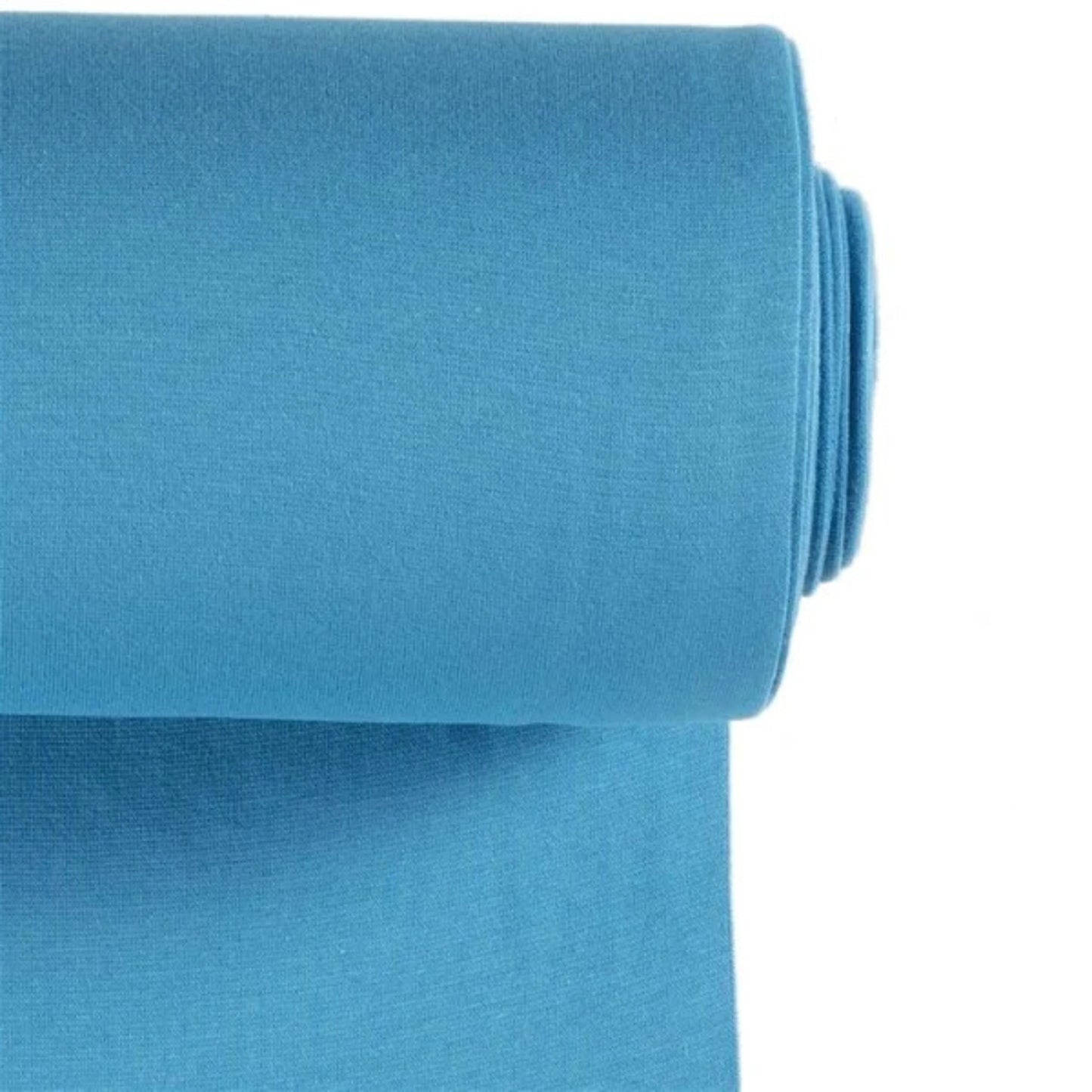 Strickbündchen Stoff in Azurblau für vielseitige Nähprojekte.