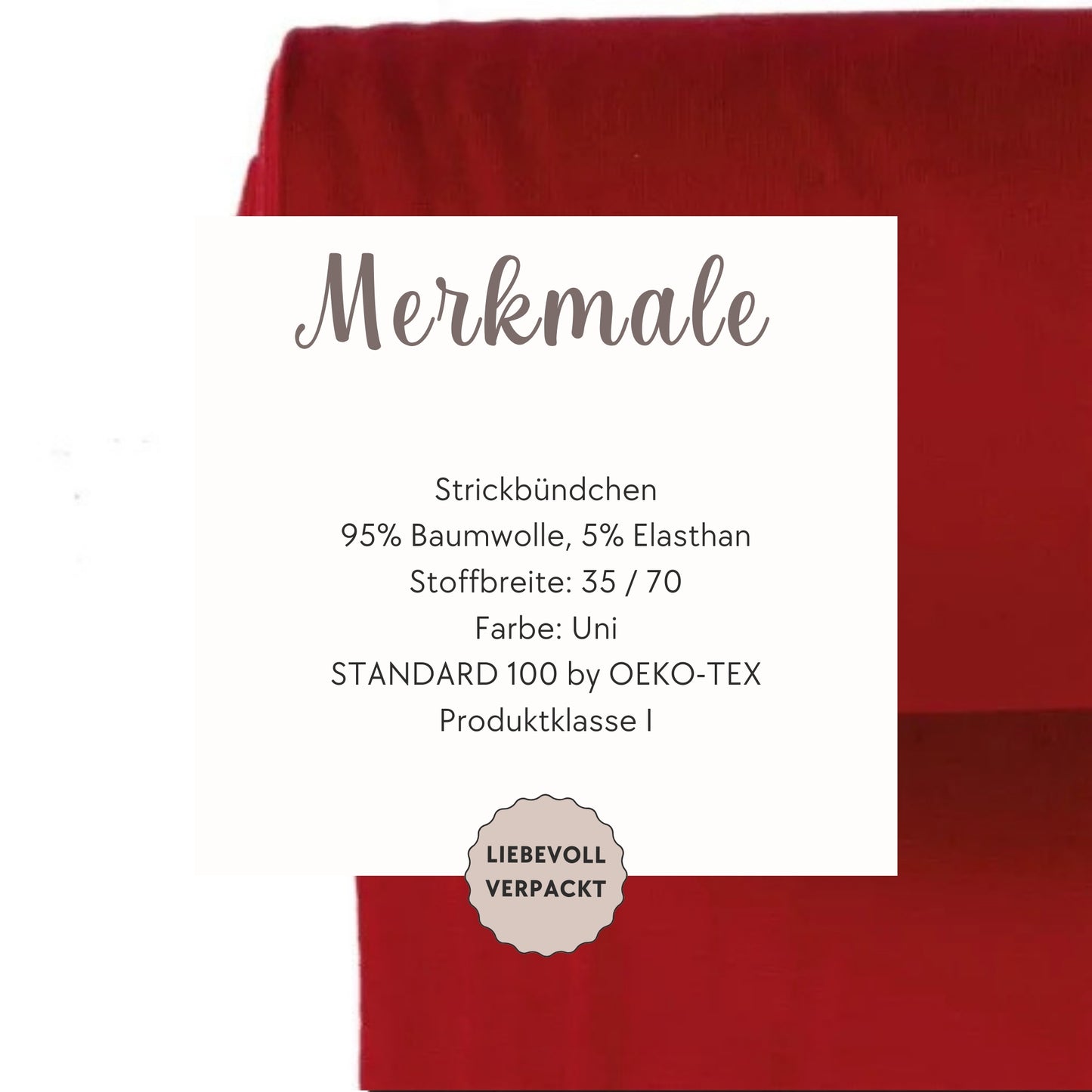 Elastisches Strickbündchen in Rot – ideal für bequeme, langlebige Kleidung.