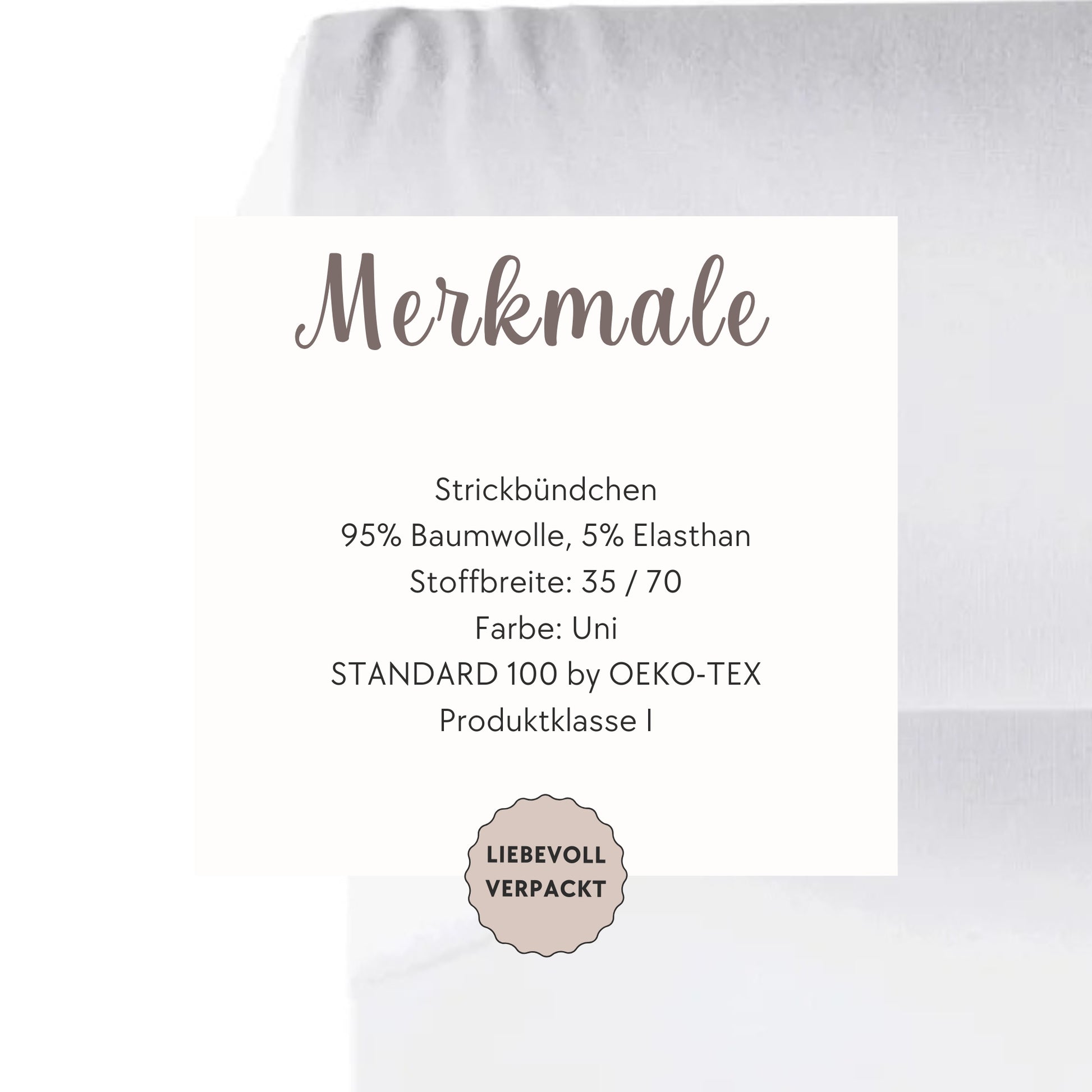 Elastisches Strickbündchen in Weiß – ideal für bequeme, langlebige Kleidung.
