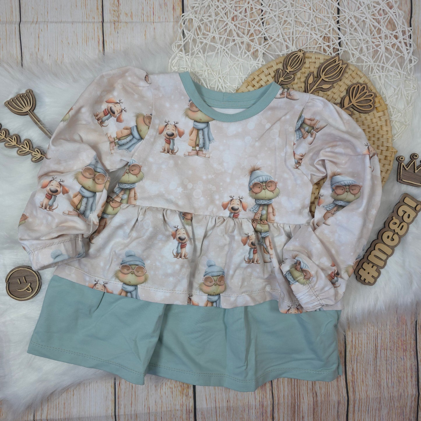 Kinder Tunika Größe 110 Winter Design Jersey French Terry handgemacht