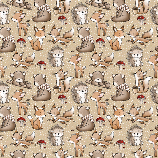 Waldtier Team von Katzengold-Designs mit Fuchs, Reh, Igel, Bär und Eichhörnchen – Reaktivdruck